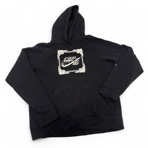 Nike SB Rose Chain Logo Hoodie Black Graphic Pullover Mens Large Skateboard L